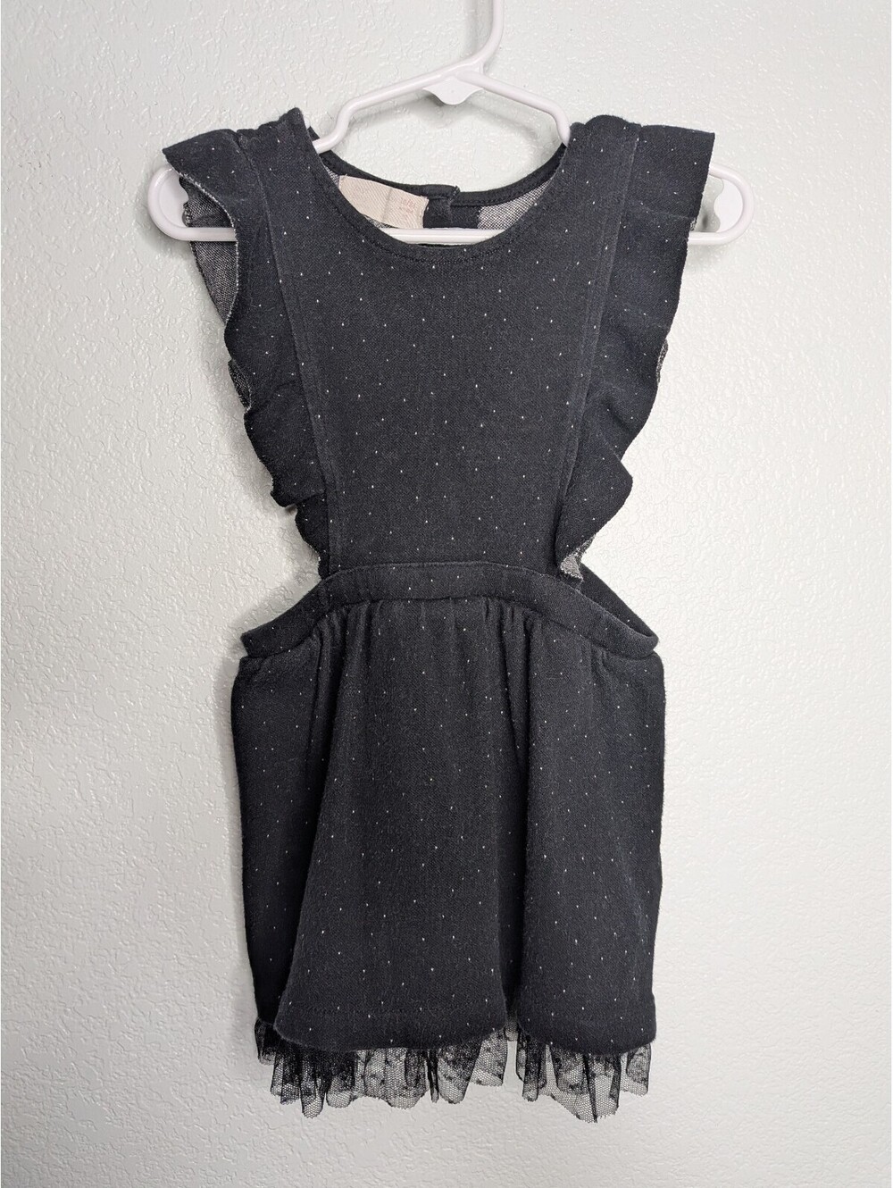 Zara Girls Black Polka Dot Ruffle Dress Size 18-24mo
